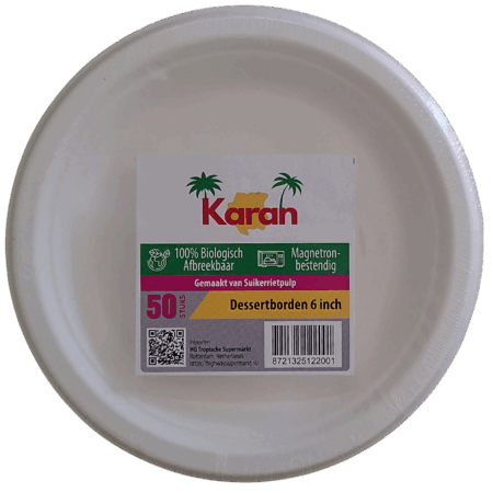 Karan Dessertborden Bagasse 6 inch 50st